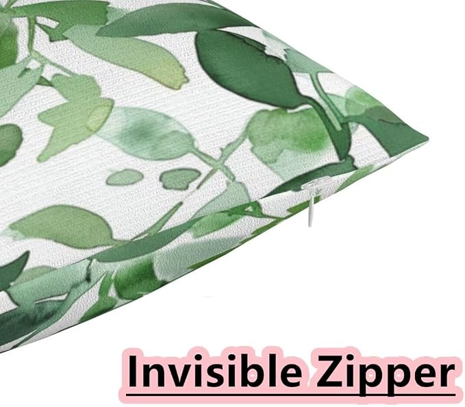 Green Pillows Pack of 2 30x50 cm/12x20 Inch, Plant Pillow Covers Winter Decorative Pillows, Soft Throw Pillow Covers Rectangle Pillow Cover with Hidden Zipper, Modern Home Decor Aeshetic, Gifts -hs111