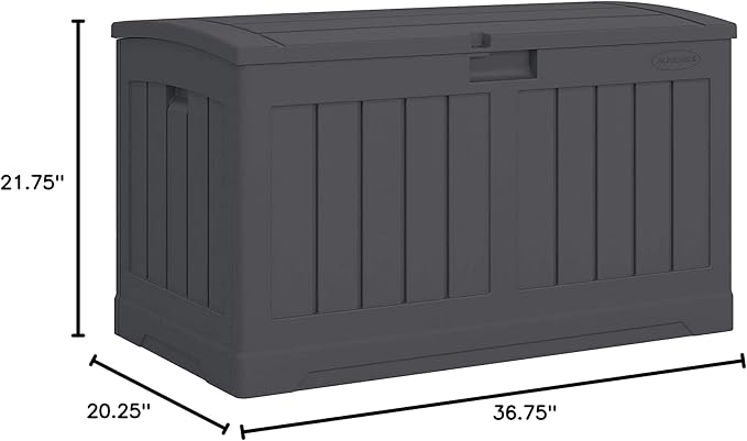 Suncast 50-Gallon Outdoor Resin Patio Deck Storage Box with Seat, Peppercorn & Keter Marvel Plus 71 Gallon Resin Deck Box-Organization and Storage for Patio Furniture Outdoor Cushions, Throw Pillows