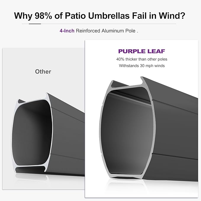 PURPLE LEAF 9' X 12' Patio Umbrella with Base Outdoor Rectangle Umbrella Large Cantilever Umbrella Heavy Duty Outdoor Market Umbrella for Garden Deck Backyard Pool Navy