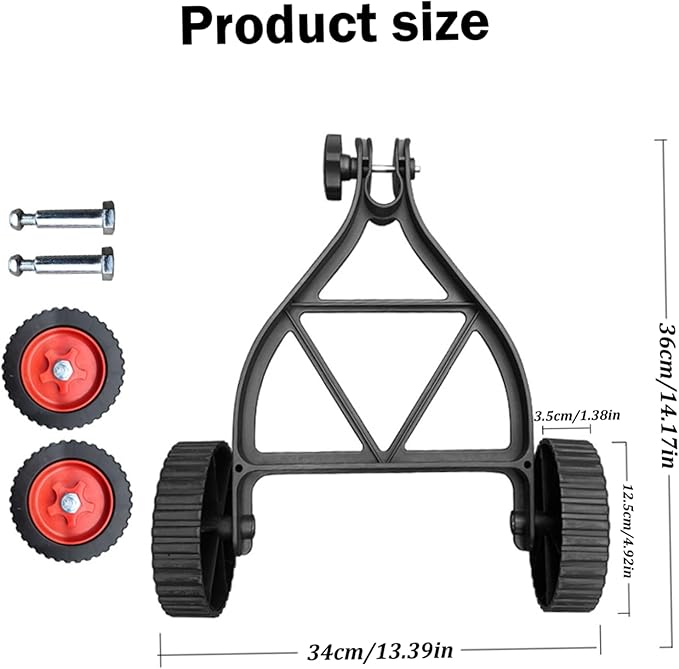 String Trimmer Support Wheels, Adjustable Lawn Mower Auxiliary Walk Behind Weed Wacker Wheels, Garden Lawn Tool Attachment for Grass Eater Holder (Black)