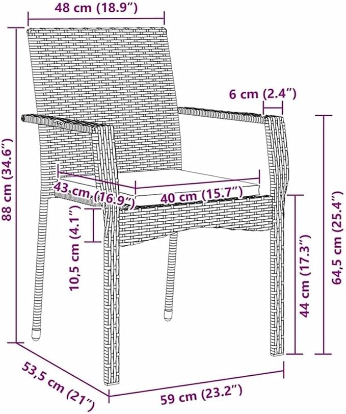 Afuera Living 7-Piece Poly Rattan Garden Dining Set, Black Finish, Cushioned Seating for 6, Tempered Glass Tabletop, Weather-Resistant Outdoor Furniture for Patio or Garden Dining and Entertaining