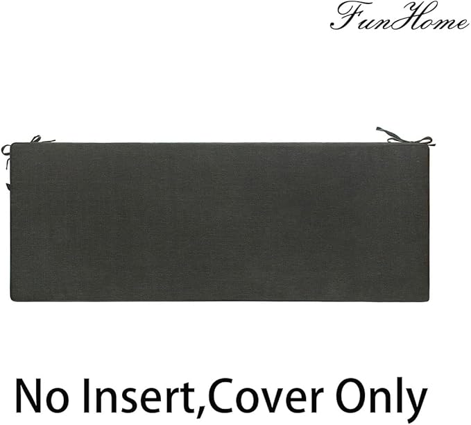 FUNHOME Outdoor Bench Cushion Cover 45 x18 x 3 inch,Water Resistant Cover with Zipper&Ties,Fade-Resistant Slipcover,Patio Porch Swing Cushion Cover Replacement Only,No Insert(Light Charcoal)