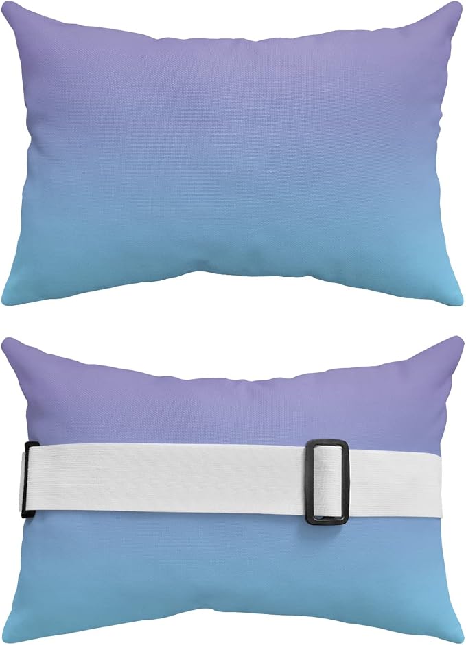 Outdoor Pillows Covers with Inserts Purple and Blue Gradient Waterproof Recliner Pillow with Adjustable Strap Throw Pillows for Patio Furniture Pool Lounge Chair, 11x16 inch, 1PCS