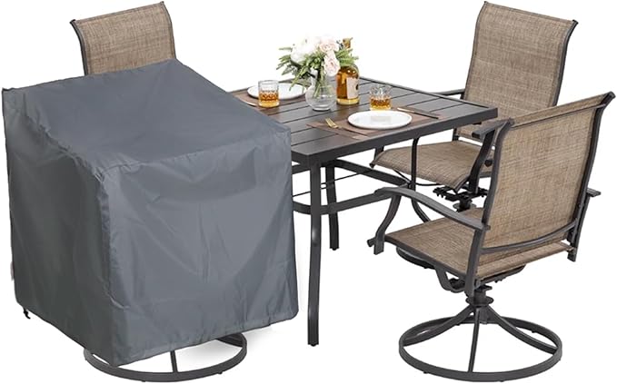 Patio Chair Covers 4 Pack, Outdoor Chair Covers Waterproof 600D Heavy Duty, All-Weather Patio Furniture Covers for Outdoor Swivel Chairs, Lawn Wicker Sofas & Rocking Chairs, Grey