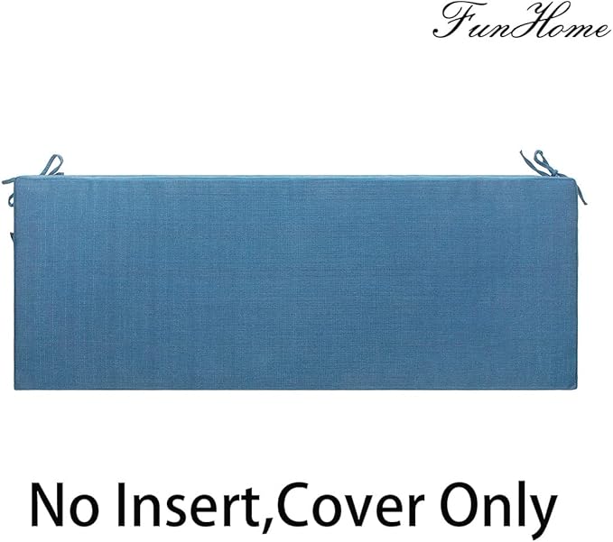 FUNHOME Outdoor Bench Cushion Cover 48 x18 x 3 inch,Water Resistant Cover with Zipper&Ties,Fade-Resistant Slipcover,Patio Porch Swing Cushion Cover Replacement Only,No Insert(Light Blue)