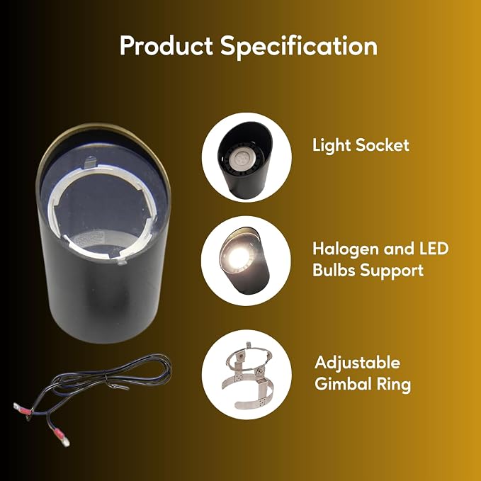 Ironsmith Lighting Products In Ground Well Light Fixture with Clear Cover - Adjustable Gimbal Ring, Clear Bulb Cover and Light Socket Kit Included, Halogen and LED Bulbs Support - Black