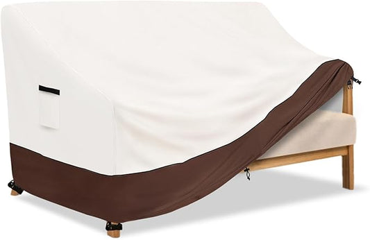 Outdoor Couch Cover | Heavy-Duty Waterproof Outdoor Sofa Cover | All-Weather Patio Furniture Covers for Loveseats & Benches (Beige, Fits 58" W x 32.5" D x 31" H)