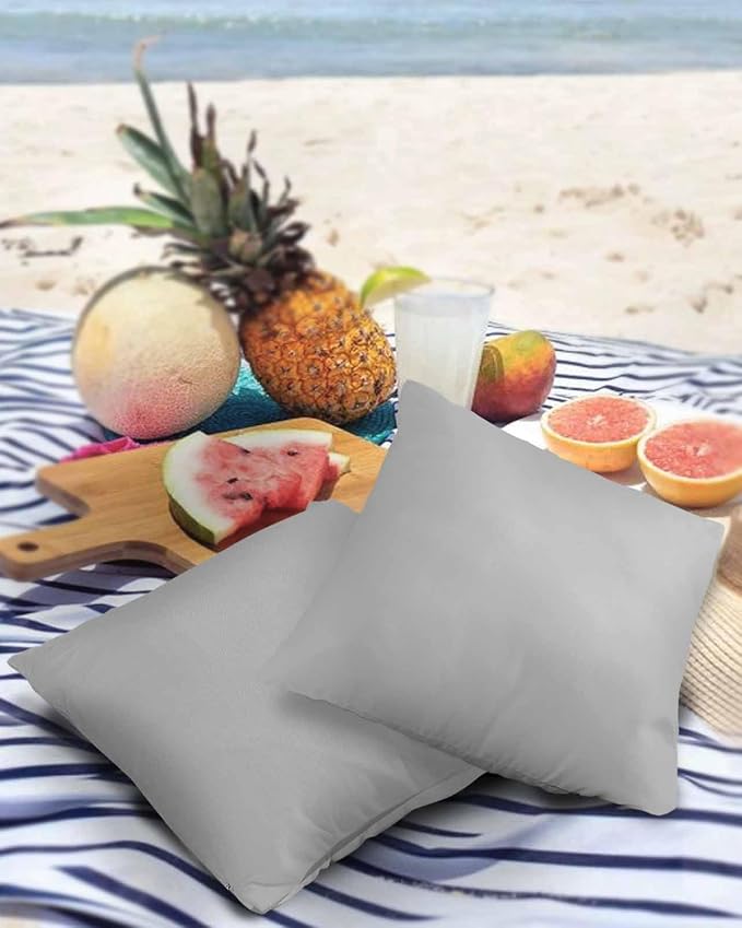 Outdoor Waterproof Throw Pillow Covers Set of 2 Gray Pillowcases 20x20 Inches Simple Style Patio Decorative Pillows Cushion Case Patio Pillows for Couch Bed Chair Garden