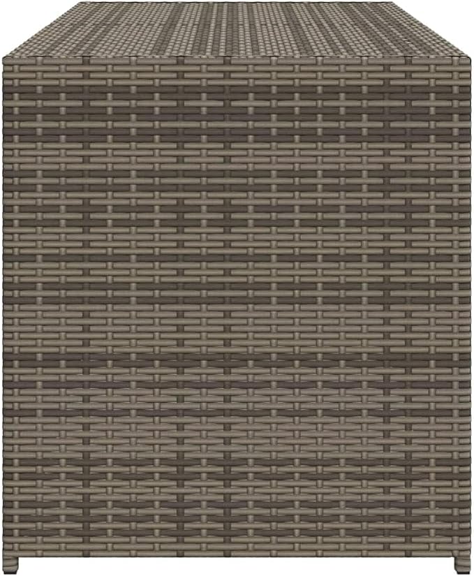 Grey PE Rattan and Powder-Coated Steel Garden Storage Box Medium Size 47.2x19.7x22.0 Inches 283L Capacity Outdoor Organizer with UV-Proof Water-Resistant Construction