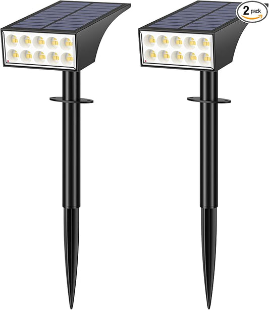 WENATY Solar Spot Lights Outdoor Waterproof IP65, Bright LEDs Solar Landscape Lighting for Outside Garden Yard, Solar Powered Spotlights for Accent Uplighting Backyard Statue Palm Tree, 2 Pack/Warm