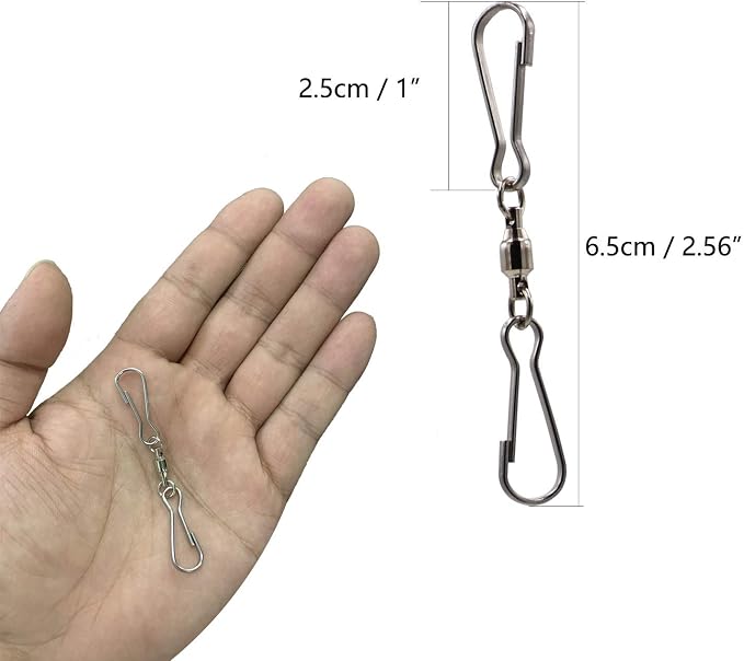LGEGE Accessories for Wind Spinner, 5 PCS Smooth Spinning Dual Clip Swivels Wind Spinner Hangers Spiral Tails Twisters Wind Socks, for Spinning Windsocks, Kites, Flower Pots, Bird Feeders, Flags