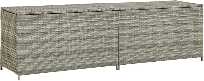 Wicker Outdoor Deck Box, Outdoor Garden Storage Box with Lid, PE Rattan Storage Container for Pillows, Cushions, Gardening Tools, 78.7"x19.7"x23.6" Gray
