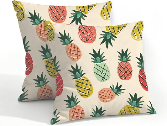 20x20 Inch Outdoor Pillow Covers Set of 2 Waterproof Throw Pillow Covers Decorative Couch Cushion Covers Pineapple Cute Square Pillowcases Protectors for Patio Garden Sofa