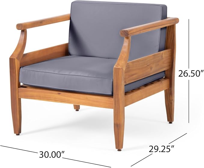 Patio Furniture Set-Single Chair, Outdoor Sectional Furniture with Armrests and Thick Washable Cushions, All-Weather Patio Conversation Set for Backyard, Garden and Poolside, Gray(Series E)