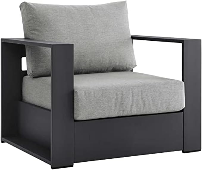 Modway 3-Piece Patio Set, Gray, Outdoor Furniture, Powder-Coated Aluminum Frame, Dense Foam Padding, Water & UV-Resistant Fabric