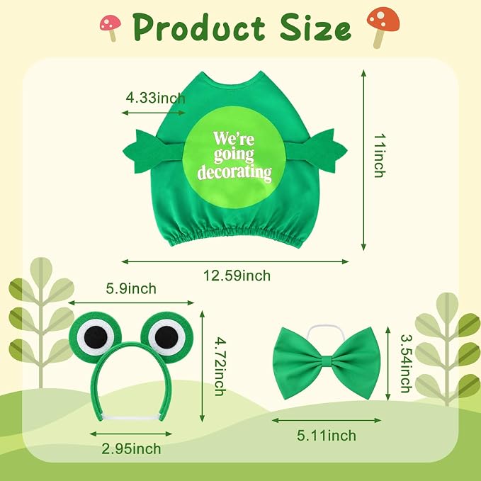 Frog Porch Goose Outfits, 23 inch Green Porch Goose Summer Outfit | Cute Porch Clothes for Summer Garden Decor, Rainy-Day Front Porch