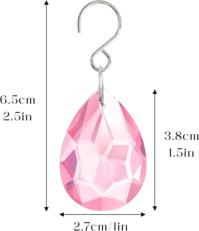 10 Pcs Pink Crystal Bauhinia Suncatcher Prisms Chandelier Window Decor | Pink Crystal Bauhinia Prisms Suncatcher Pendants 38mm Chandelier Beads Replacement for Window Wedding Party Decor