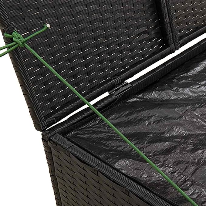 291L Black Deck Box 29.5x31.5x23.2, Poly Rattan Outdoor Storage for Patio, Garden, Deck