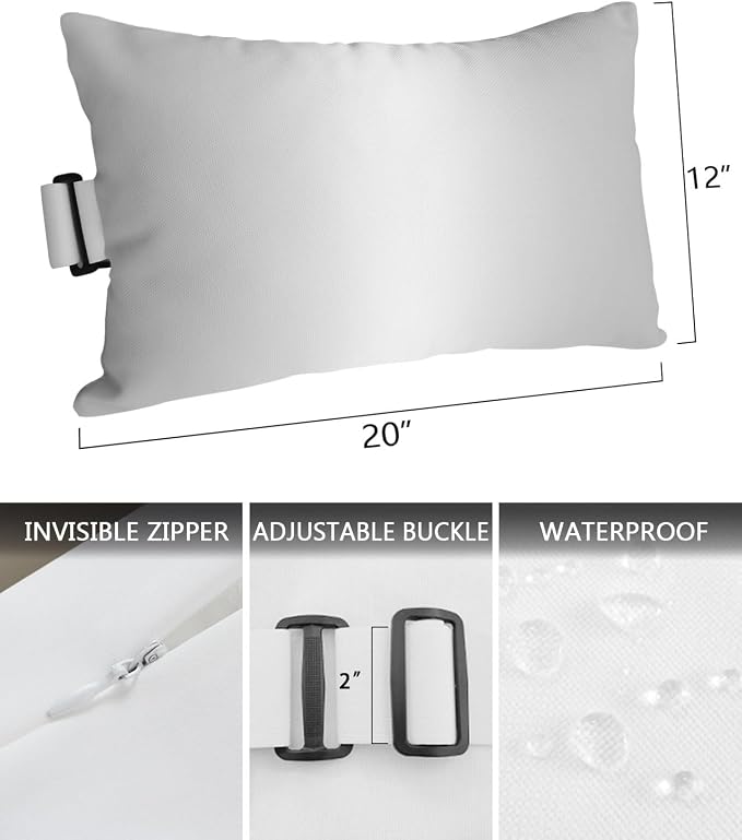 Pack of 4 Outdoor Lumbar Pillow Covers 12x20 Inch, Grey Ombre Waterproof Throw Pillow Covers Set, Aesthetics Modern Abstract Art Gradient Indoor&Outdoor Decorative Cushion Cases for Patio Porch Car