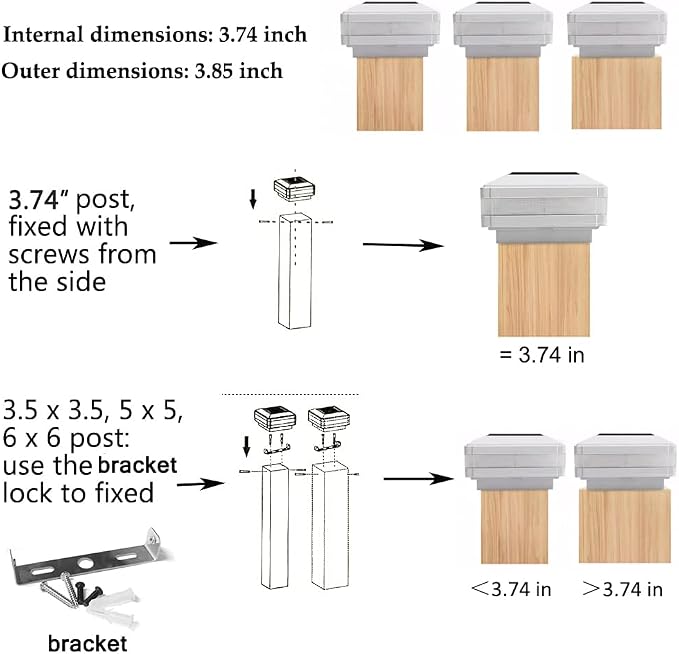 Solar Outdoor Post Cap Lights, 160LM 6000K Cool White, IP65, 1 Pack White | 52 LEDs High Brightness, Waterproof Fence Post Lights Compatible with 4x4 5x5 Wooden Posts, for Fence Deck Patio Garden Yard