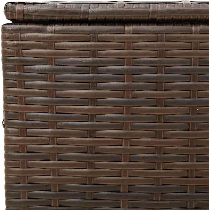 Garden Storage Box 291L Brown Poly Rattan with Powder Coated Steel Water Resistant for Patio Deck and Balcony
