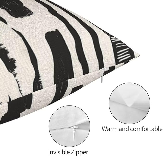 Throw Pillow Covers 31x47 Inch Pillow Covers Set of 2 Couch Pillows, Black And White Throw Pillows with Invisible Zipper, Soft Accent Pillows Decorative Pillows for Bed Farmhouse Decor, Geometric J460