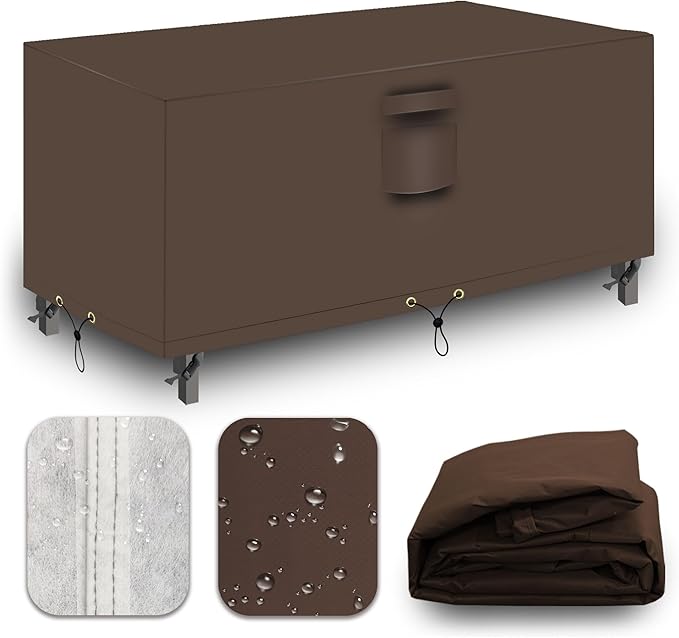 Heavy Duty Patio Furniture Covers Waterproof, 600D Outdoor Furniture Cover Waterproof for Sectional Sofa Couch, Outdoor Dining Table and Chair Set Covers 78''L x 62''W x 30''H, Brown