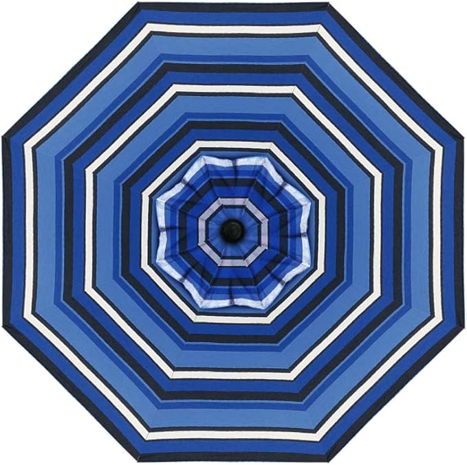 Treasure Garden Deluxe Crank-Tilt 9-FT Octagon Market Umbrella - Outdoor Patio, Deck, Pool, Backyard Stand Alone Umbrella - Heavy Duty w/Black Frame & Obravia Fabric (Hampton Stripe)