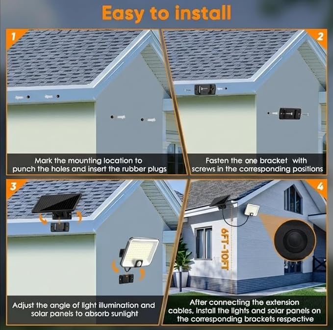 Solar Lights Outdoor Waterproof Motion Sensor, 1000LM LED Measured Flood Light with Remote,16 FT Detection, 270° Wide, Dusk to Dawn Solar Powered Security Lights for Porch Patio Yard Garage