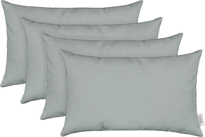 RSH Décor Sunbrella Jumbo Lumbar Pillow Covers – Set of 4 | 26" x 16" | Outdoor Use – Patio, Lounge, Adirondack, Deck | Water & Fade-Resistant | Play Sky | Includes Down-Alternative Inserts