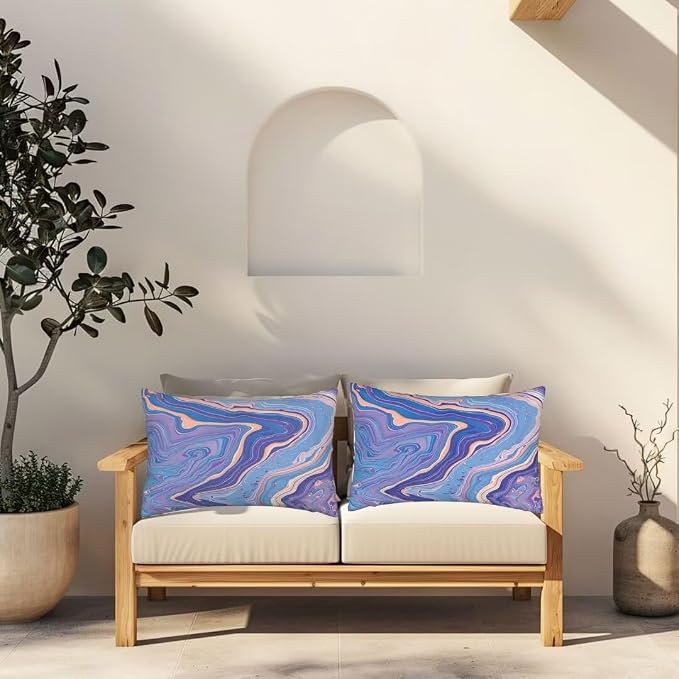 Outdoor Pillows Waterproof Set of 2 Outdoor Pillow Covers 16x24 Inch, Abstract Throw Pillows Modern Pillow Covers, Garden Decorative Pillows Outdoor Pillows for Patio Furniture Car Home Decor -hs483