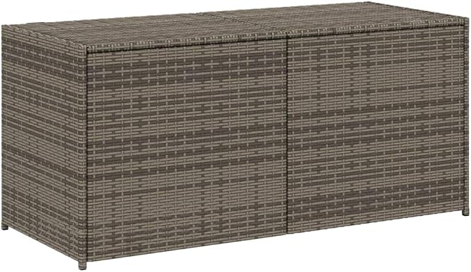 Grey PE Rattan and Powder-Coated Steel Garden Storage Box Medium Size 47.2x19.7x22.0 Inches 283L Capacity Outdoor Organizer with UV-Proof Water-Resistant Construction