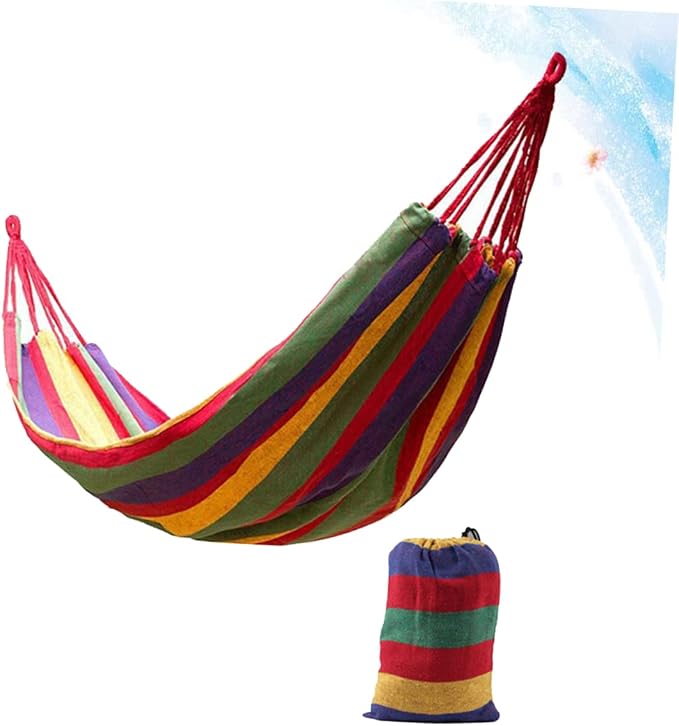BESPORTBLE Thickened Canvas Swing Hammock for People Outdoor Camping Hammock Ropes Lightweight Easy to Carry
