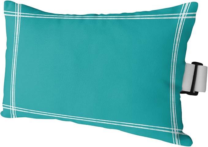 Outdoor Pillows Covers with Inserts Solid Color Turquoise Waterproof Recliner Pillow with Adjustable Strap Throw Pillows for Patio Furniture Pool Lounge Chair, 11x16 inch, 1PCS