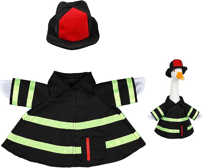 Porch Goose Outfit for 23‘' Porch Goose Geese Statue Halloween Clothes Costume Yard Patio Lawn Garden Decor(Firefighter)