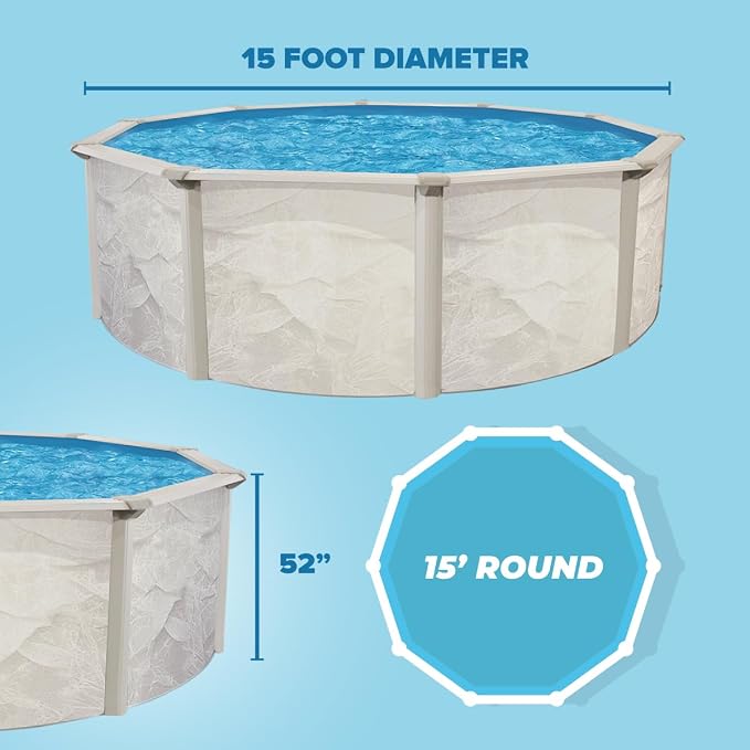 Boulder 15' x 52" ATS+ Easy-Build Steel Above Ground Swimming Pool Kit by WaterThat