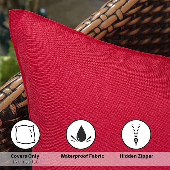 Outdoor Throw Pillow Covers 20x20 in Set of 4 black Pillow Covers White Decorative Pillows Waterproof Linen Outdoor Pillowcases Sofa Cushion Covers for Garden Patio Bench Chair Outdoor Decor Gifts
