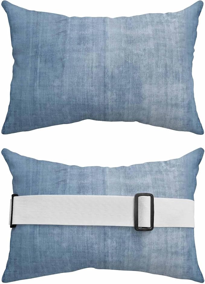 Outdoor Lumbar Pillows 11x16 Set of 2, Vintage Blue Waterproof Throw Pillow Covers with Insert, Modern Abstract Retro Art Decorative Pillowcase Cushion for Couch Sofa Bed