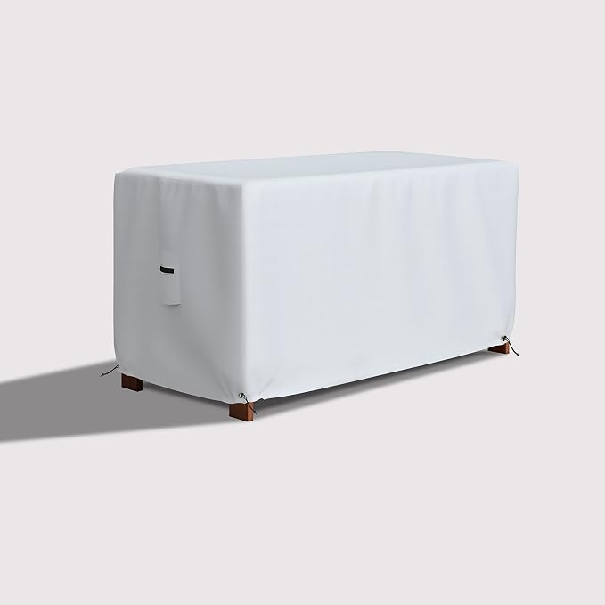 Covers & All Patio Deck Box Cover - Heavy Duty 12 Oz Waterproof Outdoor Yard Cushion Storage Box Protection 100% Weather Resistant with Air Pockets and Drawstring. (63” W X 30”D x 28”H, White)