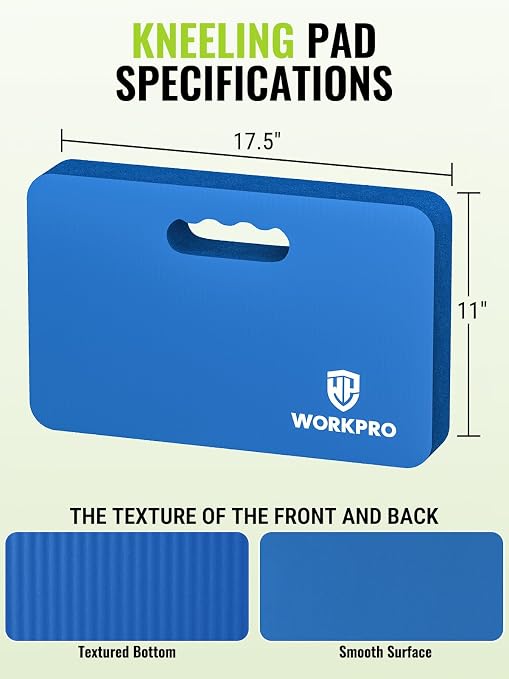 WORKPRO Extra Thick Kneeling Pad, 2 Pack, 17.5 x 11 x 1.5 in, Blue | Soft NBR Foam Cushioning for Knee, Large Foam Kneeler Mat, For Gardening, Bathing Baby, Exercise, Workout Supplies