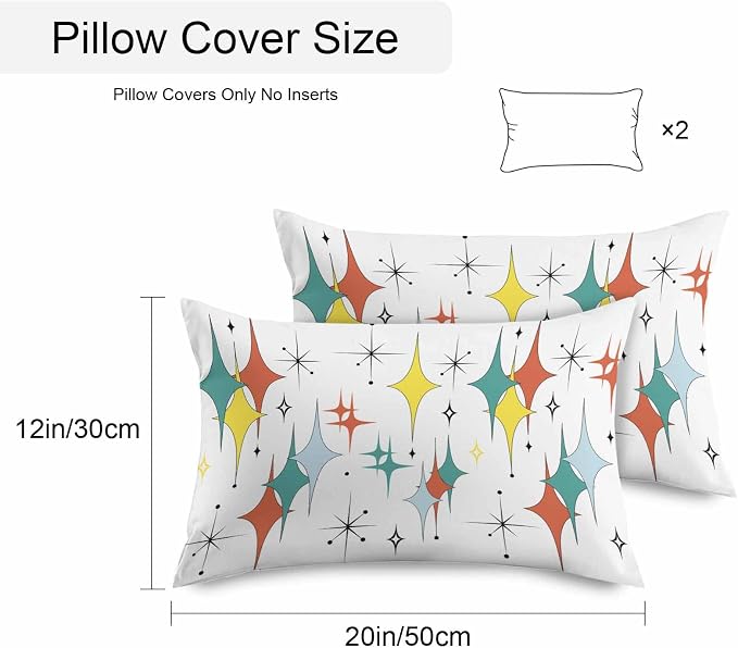 Middle Century Waterproof Outdoor Pillow Covers Set of 2 Home Decor, Boho Abstract Art Teal Orange Rhomboid Pillowcase Patio Pillow Covers for Couch Bench Furniture Garden 20x12in