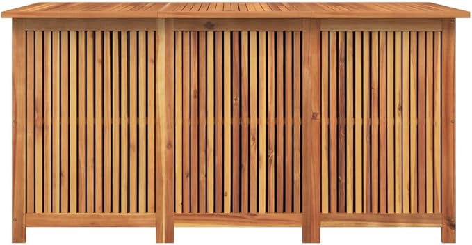 Solid Acacia Wood Outdoor Storage Box 150x80x75cm Garden Deck Box with PE Inner Bag for Patio Furniture Pool Toys Storage
