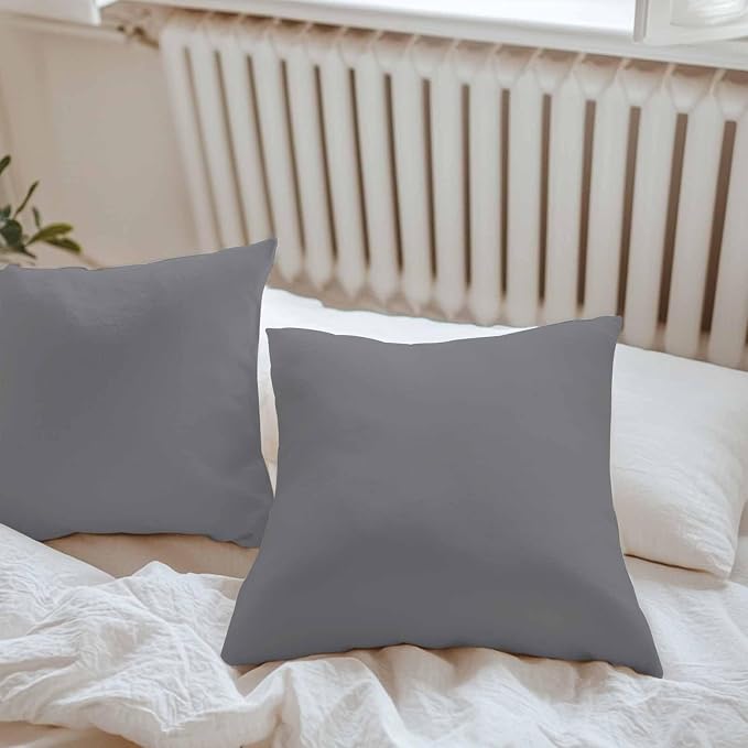 Throw Pillow Covers 16x16 Inch Set of 2, Grey Pure Color Waterproof Outdoor Pillow Covers, Aesthetics Contemporary Luxury Decorative Cushion Pillowcases for Couch, Sofa, Bed, Garden, Patio