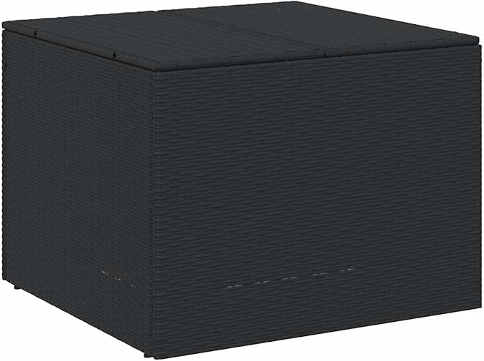 Gecheer Outdoor Storage Box, Water-Resistant Medium Garden Storage with PE Rattan Material, Black Poly Rattan Deck Box for Patio Furniture and Cushions