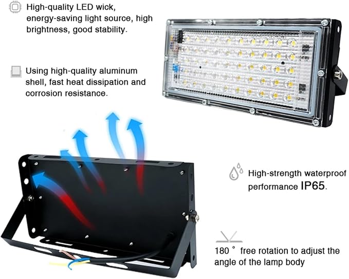 LED Flood Light Spotlight 100W 50W Outdoor Waterproof Reflector Floodlights Street Wall Lamp Garden Lighting(1pcs,Warm White_100W)