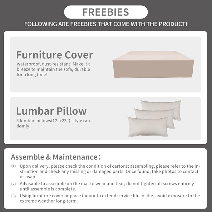 Rattaner 10 Pieces Outdoor Sectional All-Weather Wicker Patio Furniture Set Patio Sectional and Steel Fire Table and Glass Patio Table Non-Slip Cushions and Waterproof Covers, Beige