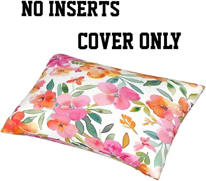 Outdoor Pillows Waterproof Set of 2 Outdoor Pillow Covers 16x24 Inch, Red Throw Pillows Flower Pillow Covers, Summer Garden Decorative Pillows Outdoor Pillows for Patio Furniture Car Home Decor -hs317