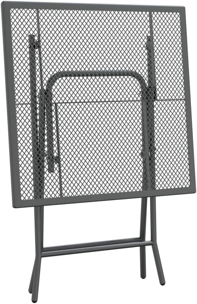 Foldable Patio Dining Set with Expanded Metal Mesh, Anthracite Outdoor Dining Set for 4, E-Coating Finish