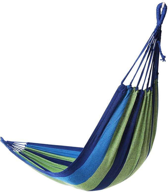 GANAZONO Double Camping Hammock Canvas Swing for Two, Portable Outdoor Garden Travel Hammock with Widened Thickened Blue Canvas, Suitable for Adults