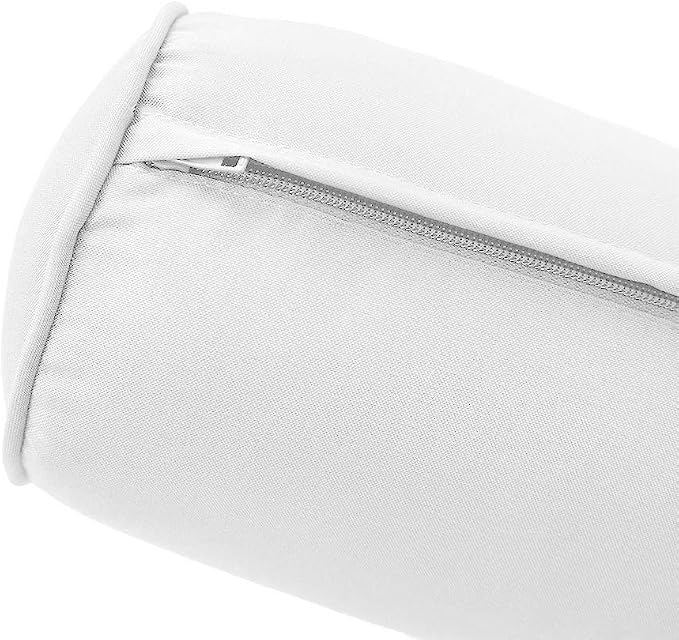 Prolinemax |Cover ONLY| Piped Trim Small Size 23x6 Outdoor Bolster Pillow Water Repellent Decorative Bolster Pillow for Porch Swing Couch Sofa Cushion Patio Furniture AD106